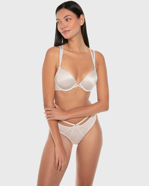 Isla & Evie Luxe Fashion Double Push up Plunge Bra Wind Chime Print / 34B