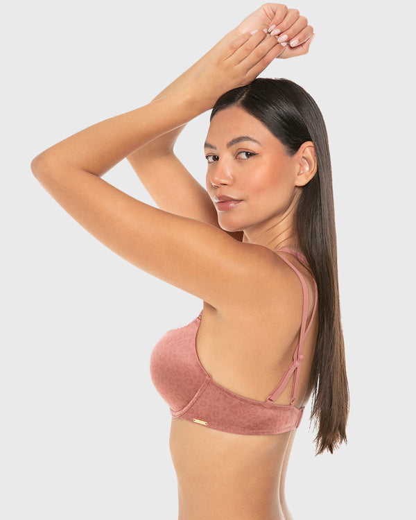 Isla & Evie Luxe Fashion Double Push up Plunge Bra Withered Rose Print / 34B