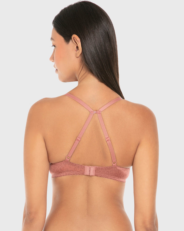 Isla & Evie Luxe Fashion Gel Padded Plunge Bra Withered Rose Print / 34B