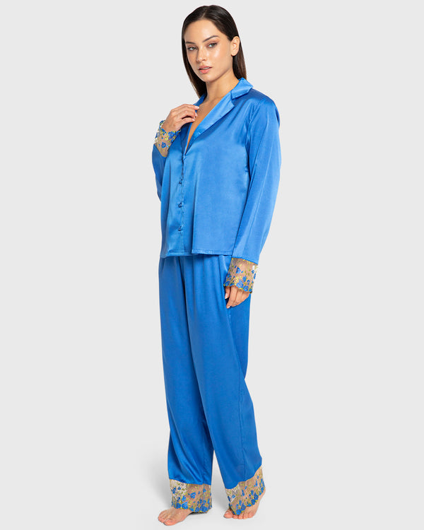 Isla & Evie Princess Blue Satin Pajama Set Princess Blue / S