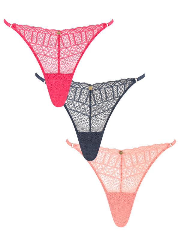KBX Three Pack Lace Thong