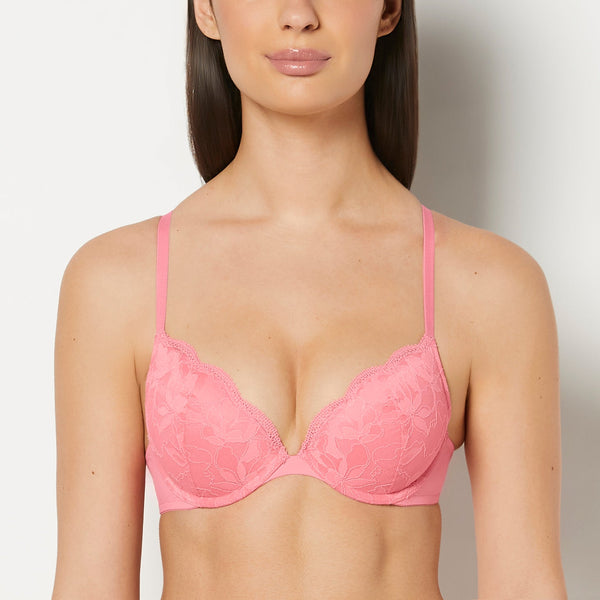 La Senza Push Up Plunge Bra With Charmed Lace In Pink Lemonade