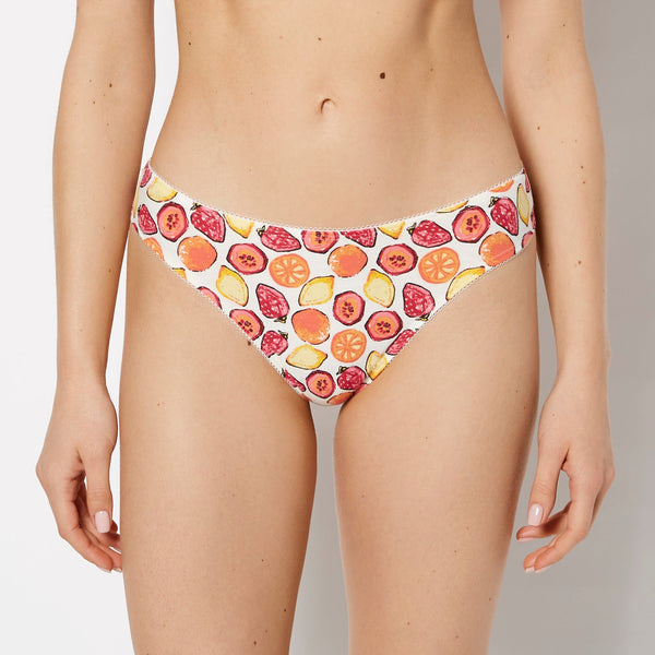 La Senza Thong Cotton Panty And Picot Trim In Tropical Fruit