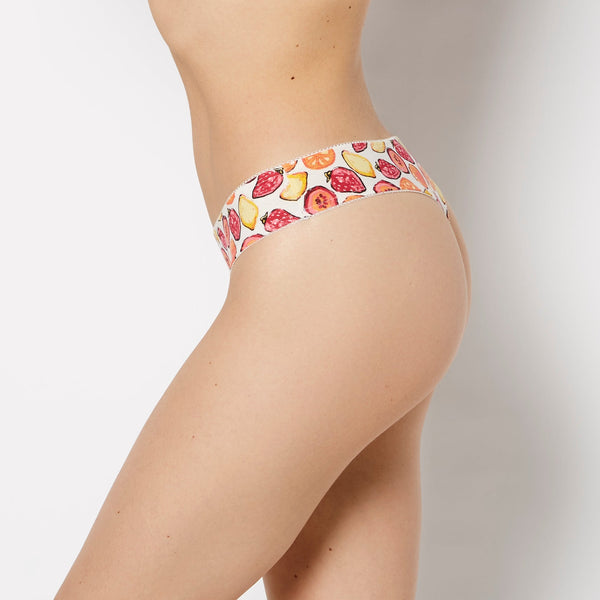 La Senza Thong Cotton Panty And Picot Trim In Tropical Fruit