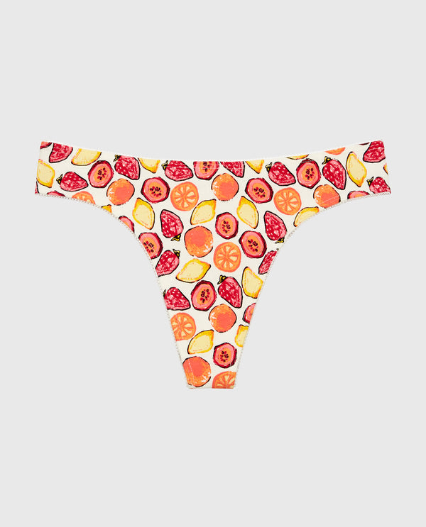 La Senza Thong Cotton Panty And Picot Trim In Tropical Fruit