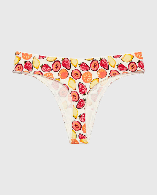 La Senza Thong Cotton Panty And Picot Trim In Tropical Fruit