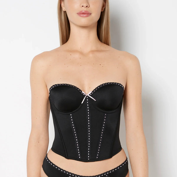 La Senza Lightly Lined Microfiber Bustier with Ribbon Detailing