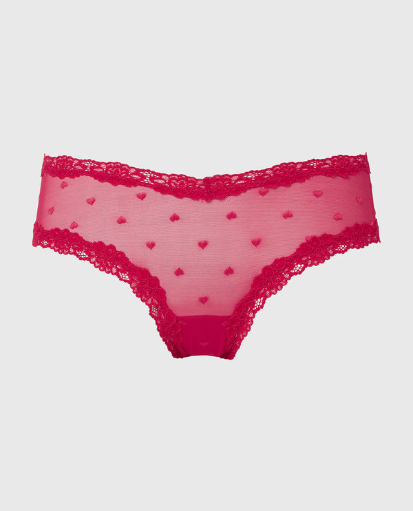 La Senza Diva Cheeky With Heart Mesh and Lace Trim
