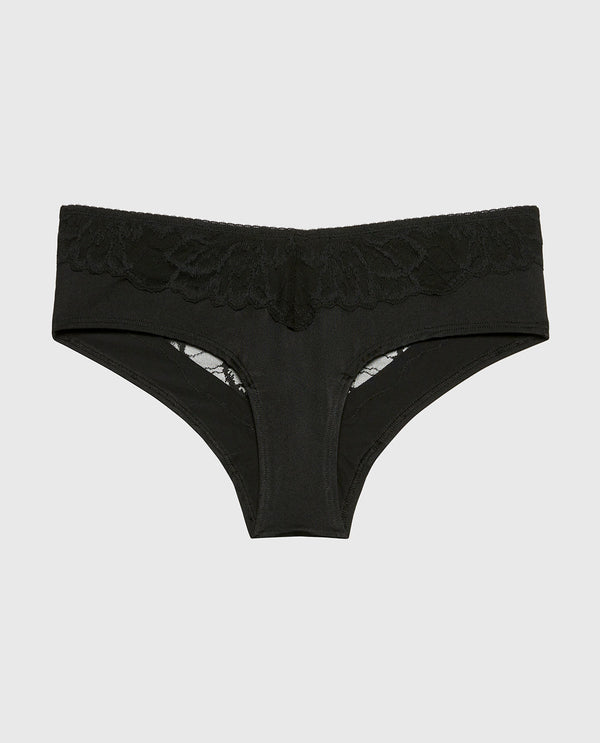 La Senza Diva Cheeky With Lush Lace In Tuxedo Black
