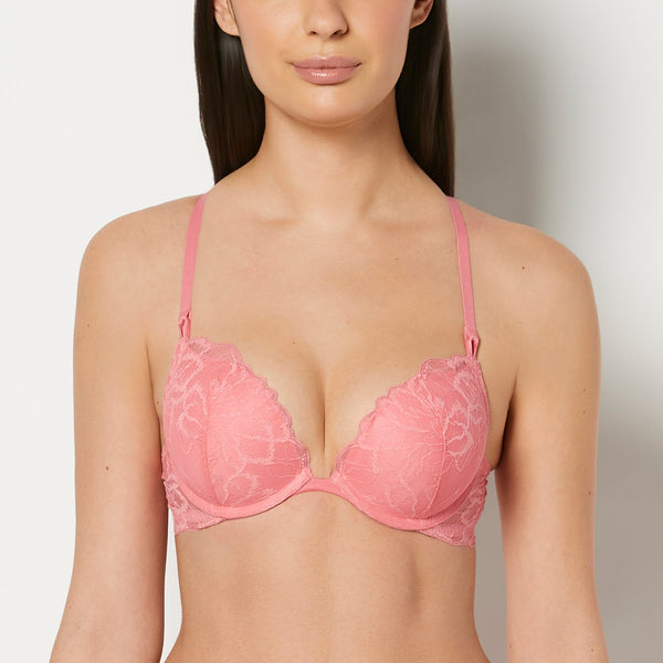 La Senza Push Up Plunge Bra With Lush Lace In Pink Lemonade