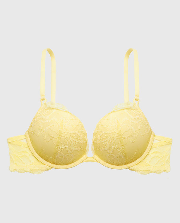La Senza Push Up Plunge Bra With Lush Lace In Pale Banana