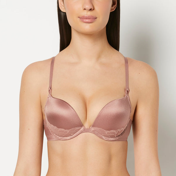 La Senza Push Up Plunge Bra With Lush Lace Piecing In Deer