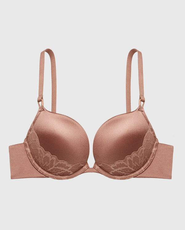 La Senza Push Up Plunge Bra With Lush Lace Piecing In Deer