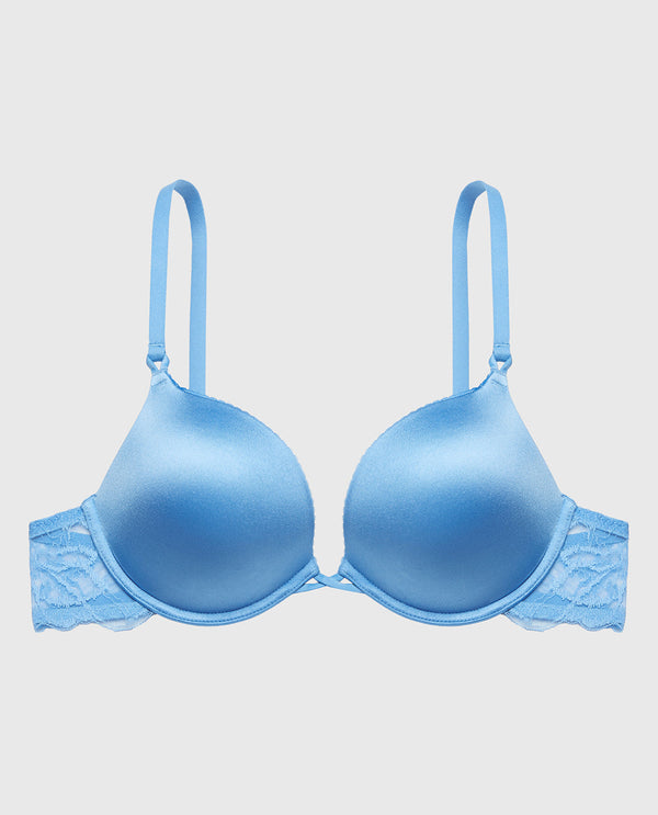 La Senza Up 2 Cup Push Up Bra With Lush Lace Wing In Azure Blue