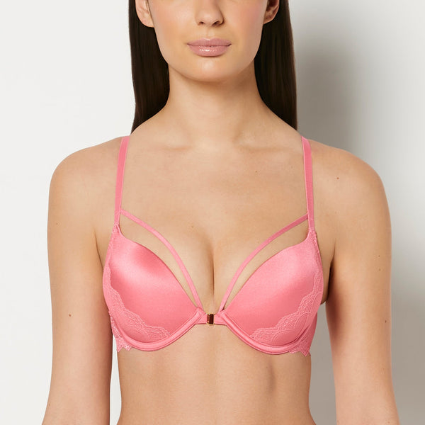 La Senza Up 2 Cup Plunge Bra With Exquisite Lace In Pink Lemonade