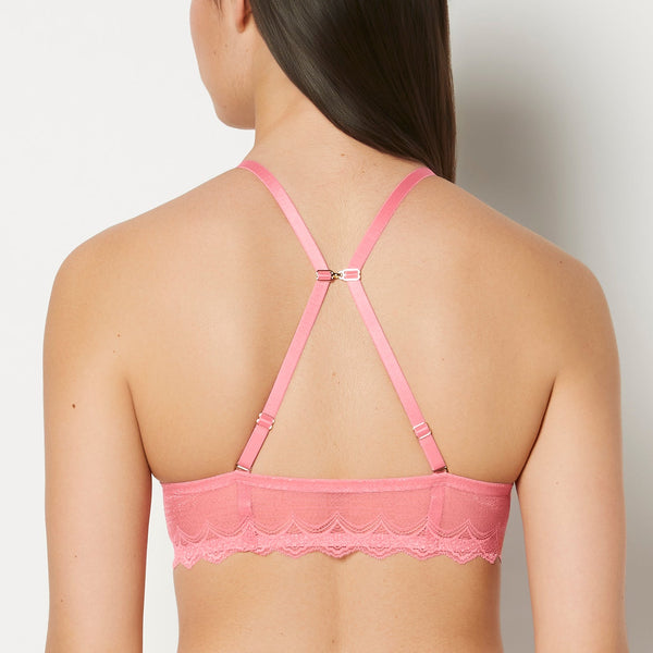La Senza Up 2 Cup Plunge Bra With Exquisite Lace In Pink Lemonade