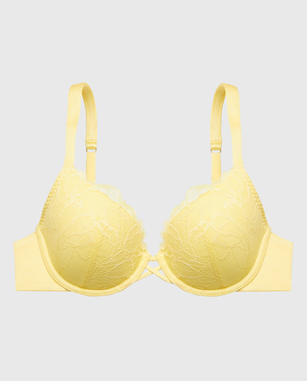 La Senza Lightly Lined Full Coverage Bra With Lush Lace In Pale Banana