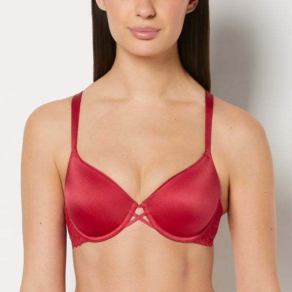 La Senza Lightly Lined Full Coverage Bra With Lush Lace Wing In Passion Red