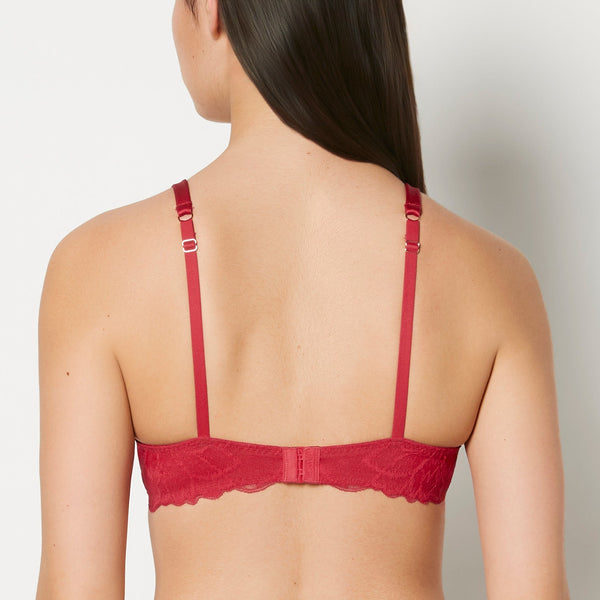 La Senza Lightly Lined Full Coverage Bra With Lush Lace Wing In Passion Red