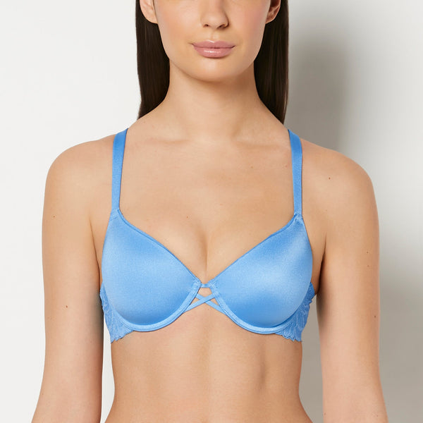 La Senza Lightly Lined Full Coverage Bra With Lush Lace Wing In Azure Blue