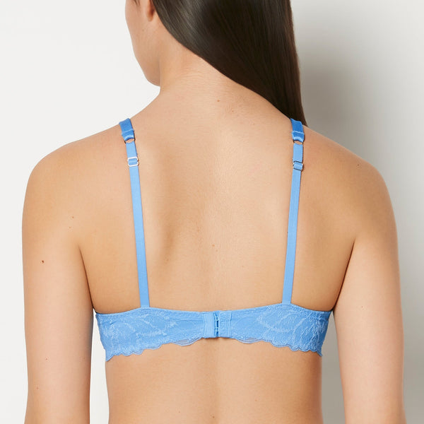 La Senza Lightly Lined Full Coverage Bra With Lush Lace Wing In Azure Blue