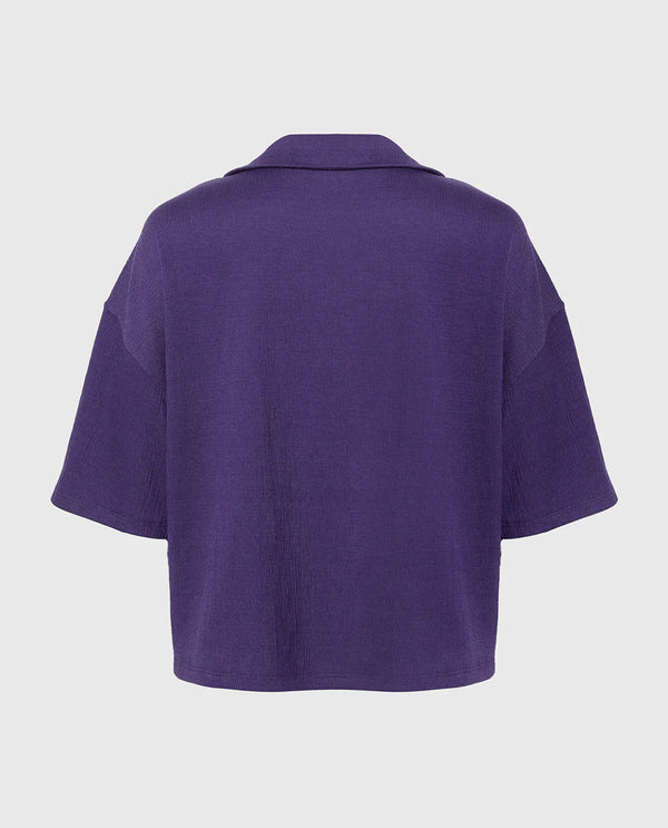 La Senza Casual Sleep Short Sleeve Textured Knit Button Down