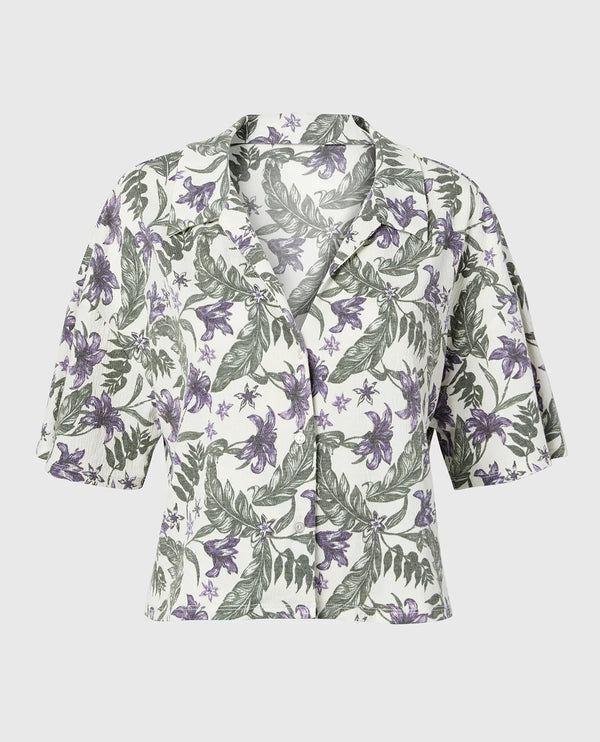 La Senza Casual Sleep Short Sleeve Textured Knit Button Down