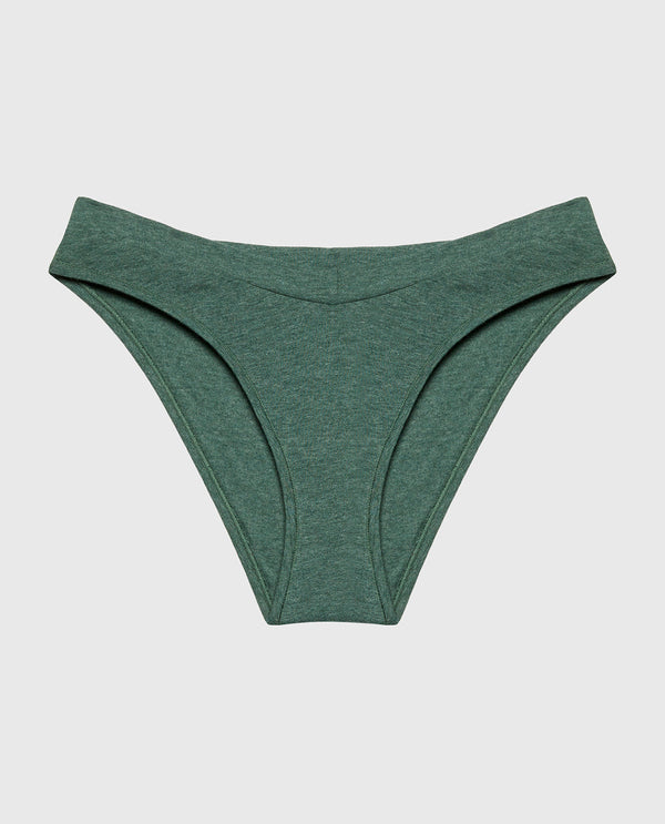 La Senza Bikini Wide Waist Cotton Panty In Jungle Green Heather
