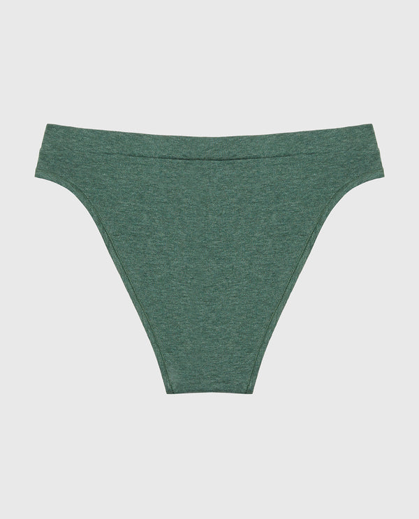 La Senza Bikini Wide Waist Cotton Panty In Jungle Green Heather