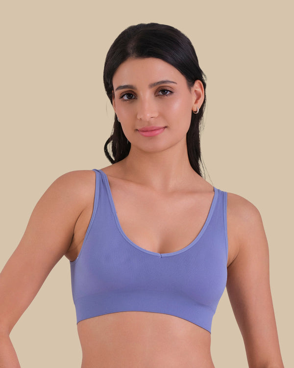 NYLON REVERSIBLE PADDED NO WIRE BRA BLUEBIRD / 10/12