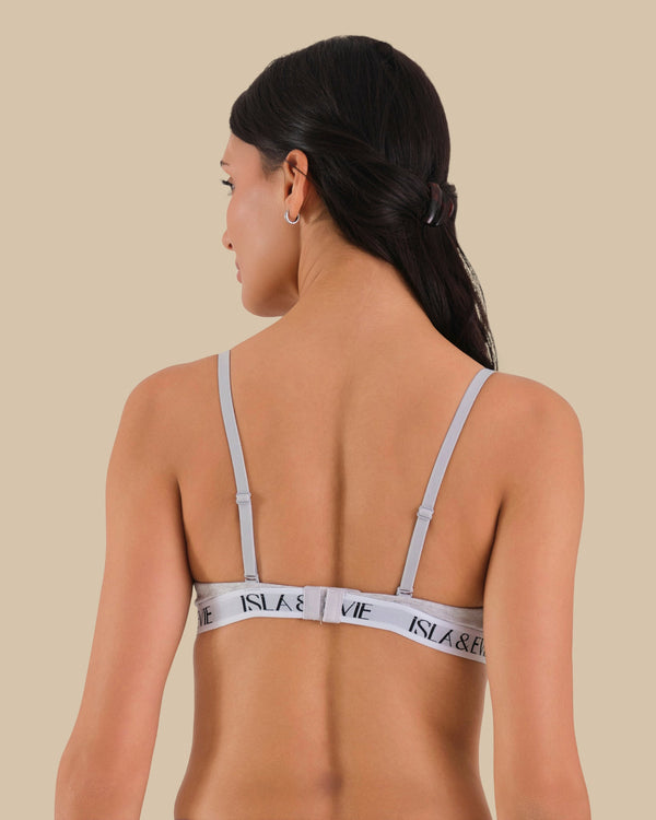 ISLA & EVIE GREY TRENDY TSHIRT PUSHUP BRA GREY MARL / 34B