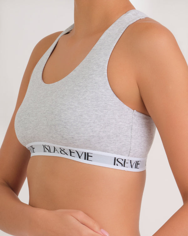 Logo Band Bra Top GREY MARL / MED