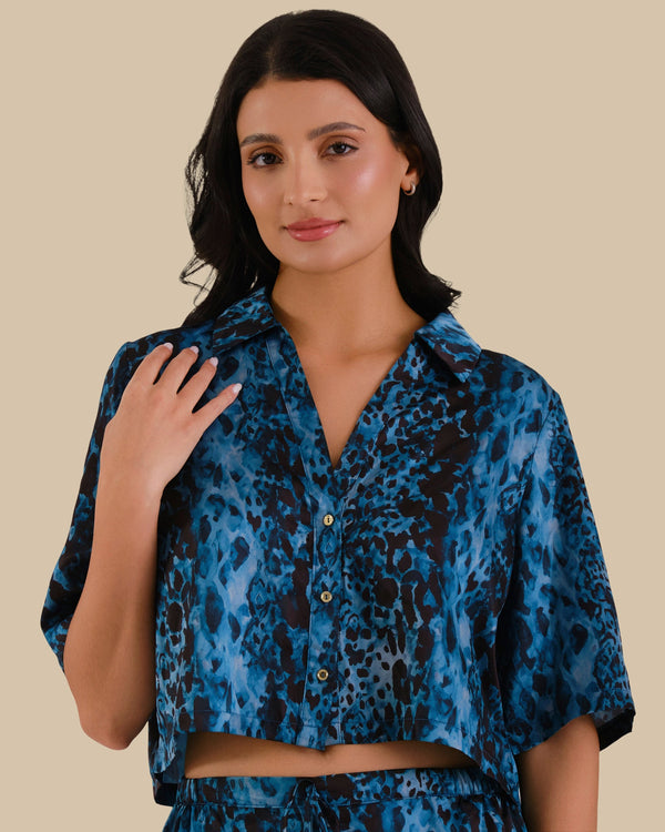 KATIE CROP BOXY PJ SHIRT EXOTIC SAFARI-LSI / S