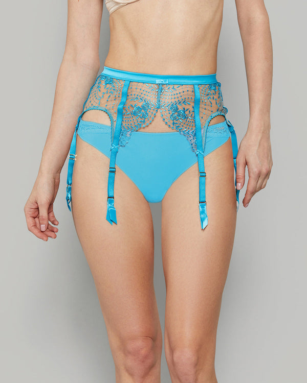 DITA JULIES ROSES SEXY BUTTERFLY BLUE SUSPENDER GARTER BLU346 / 10