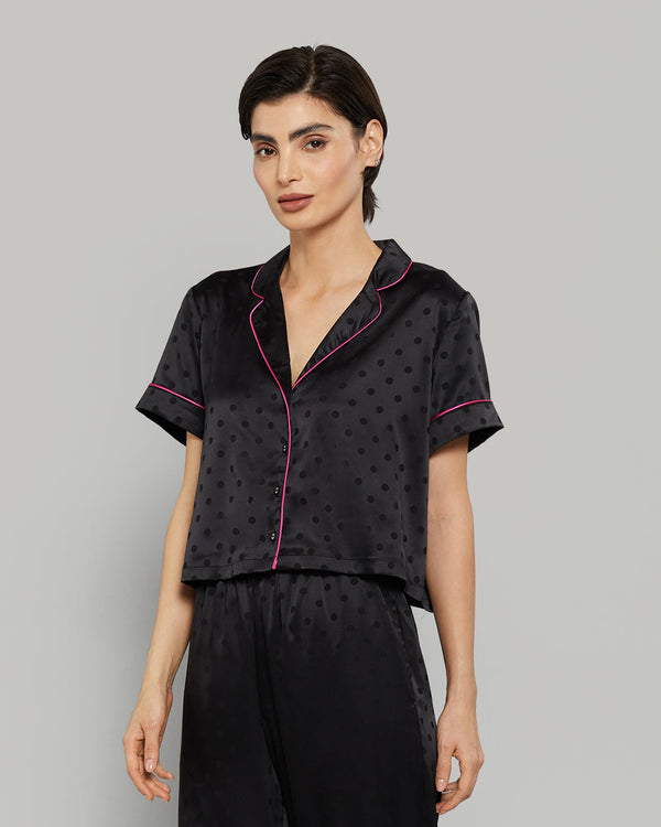 CROPPED PJ SHIRT Black / S