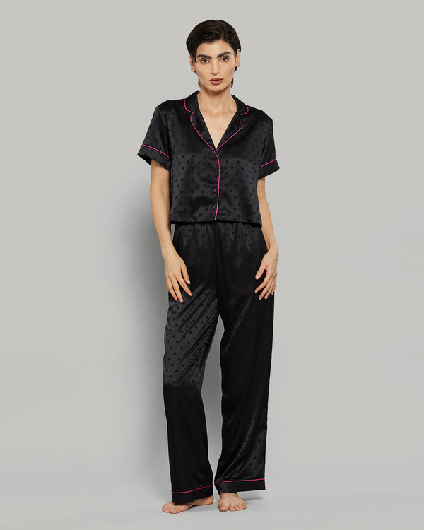 CROPPED PJ SHIRT Black / S