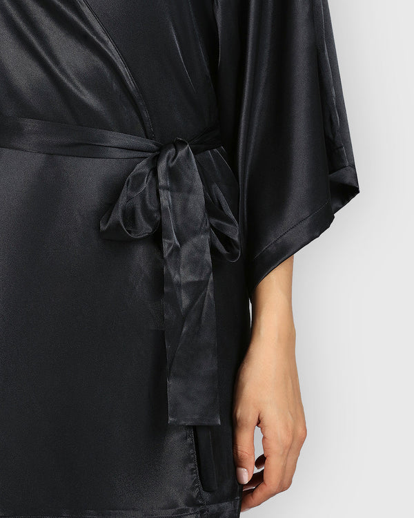 La Senza Sexy Sleep Satin Robe SMOULDER BLACK / S/M