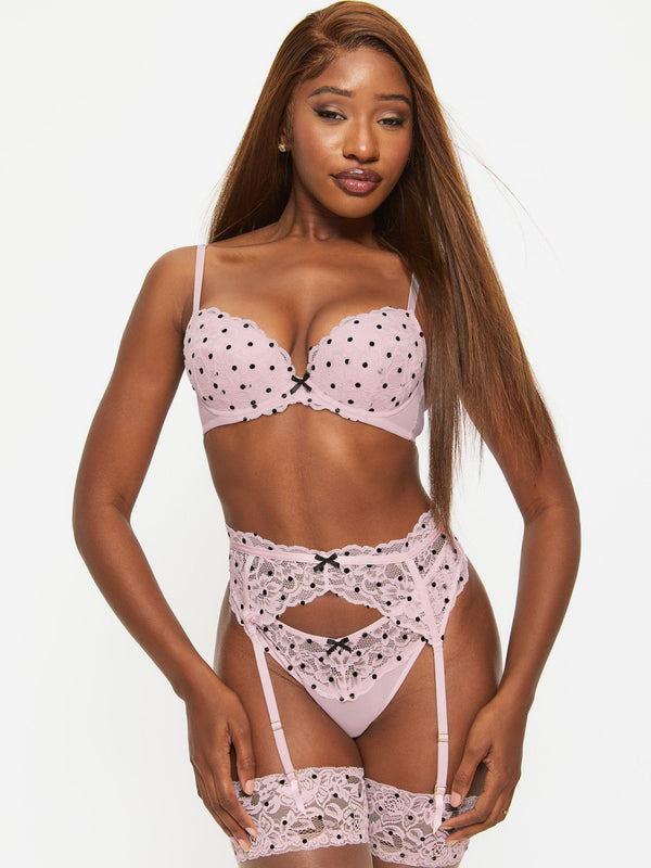 Ann Summers Sexy Lace Flocked Spot Padded Plunge Bra
